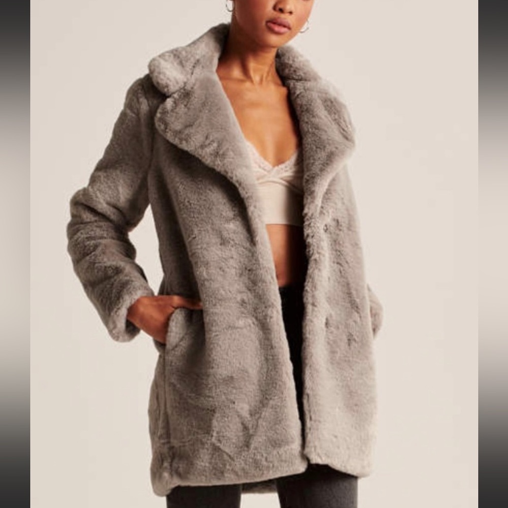Abercrombie Mid Length Faux Fur coat